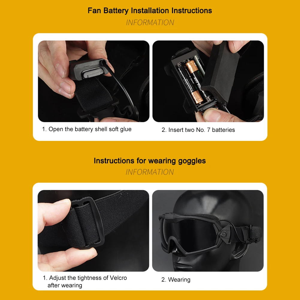 Airsoft Paintball Goggles Transparent Lens Motorcycle Goggles with Micro Fan Scratch-resistant Eye Protection Safety Eyewear