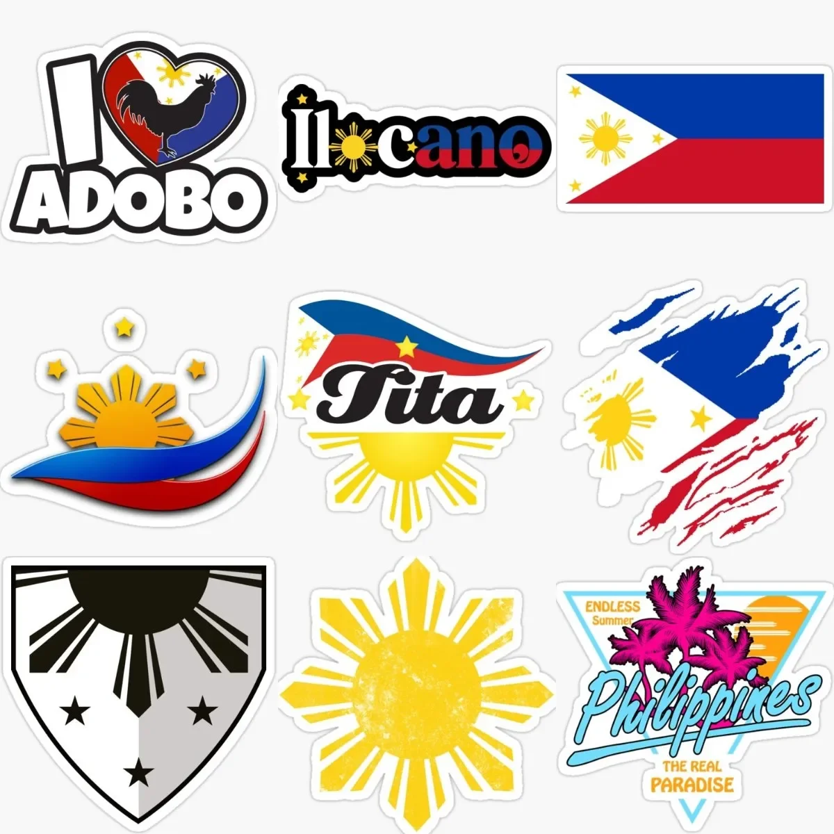 

Creative Philippines Flag Sun PVC Sticker for Covered Scratch Decorate Motorcycle Wall Room Car Van Bicycle Decal Accessories