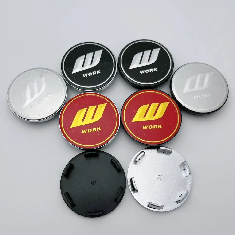 

4pcs 51mm O.D / 46mm I.D W Work Logo Emblem Car Wheel Center Caps Wheels Hub Rim Hubcaps Cover Car Replace Styling Accessories