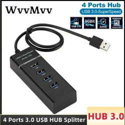 USB Hub 4 Port USB Hub Extender 2.0 3.0 Fast Speed Splitter Adapter Power 4 In 1 Docking Station USB Cable Computer PC Laptop