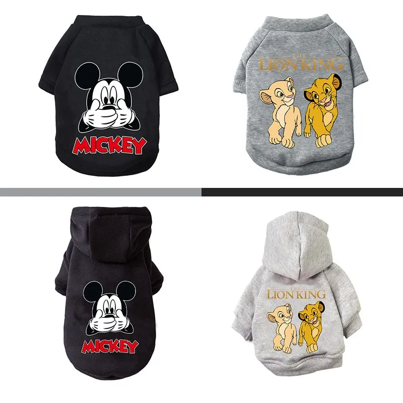 Disney Mickey Lion King Dog Clothes for Small Medium Dogs Winter Warm Pet Dog Clothing Yorkshire Bulldog Pet Puppy Coat Sweater