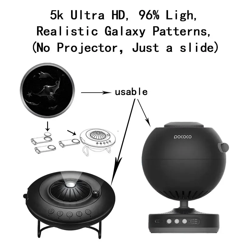 月と星 - POCOCO Galaxy プロジェクター用ディスク、5k Ultra HD
