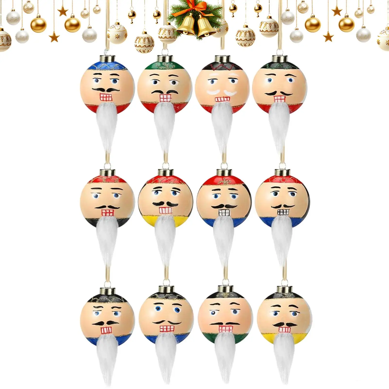 Christmas Ball Ornaments Glass Charm Christmas tree pendants 12 Faces Christmas Reusable Bubble Pendant Set for Holiday Party
