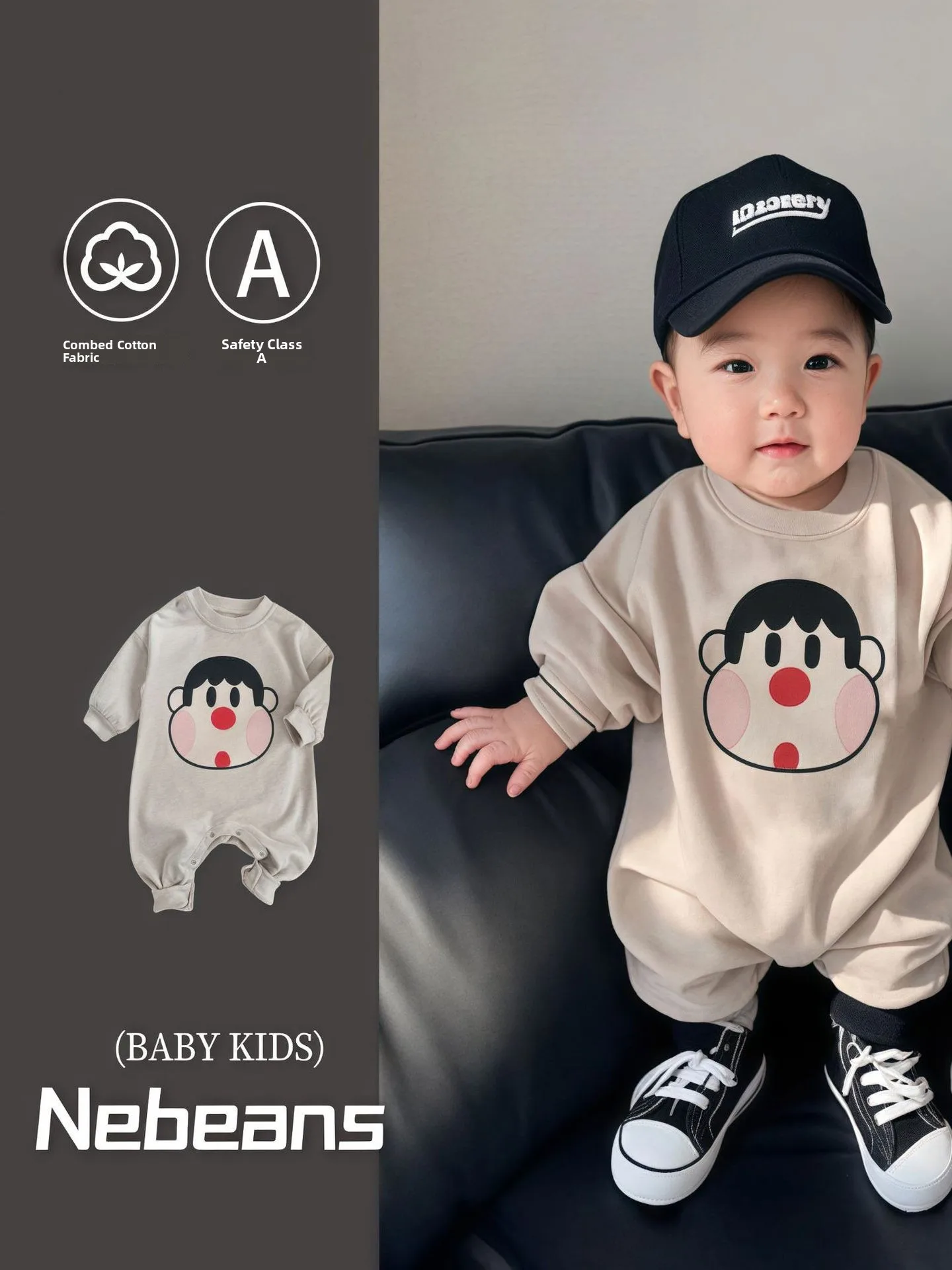 

Милый повседневный костюм ex Baby Rer A-mat, свободный модный костюм с принтом медведя, хлопковый длинный свек, круглый, весенний A...