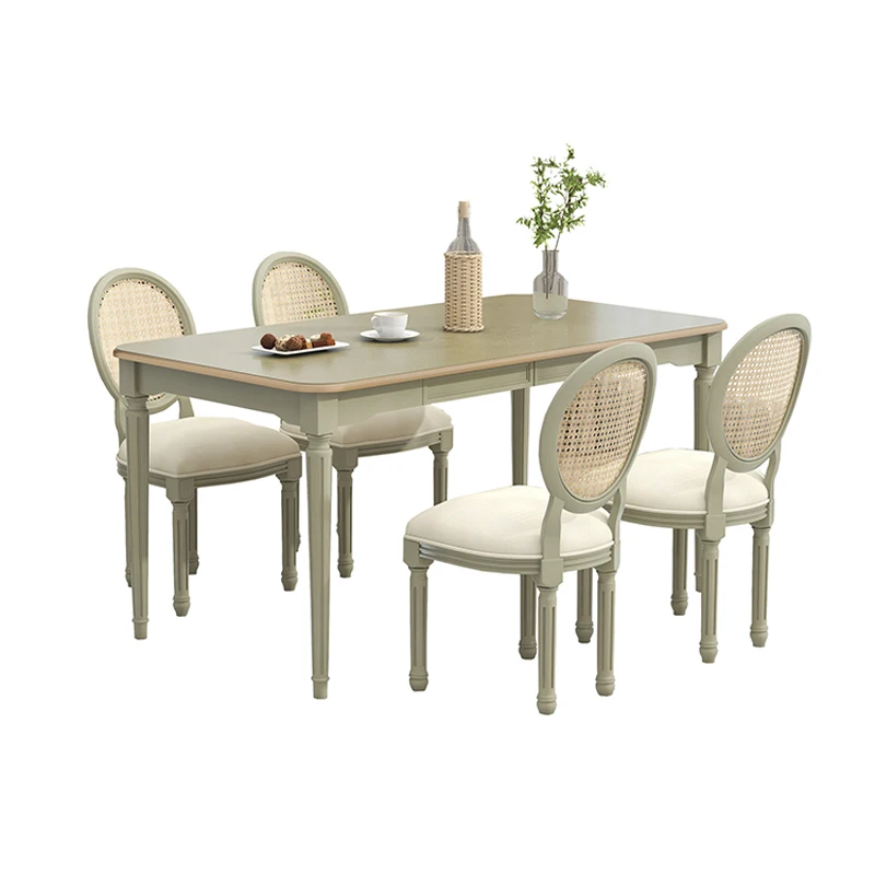 Rattan dining table and chairs restaurant dining table one table four chairs six chairs combination