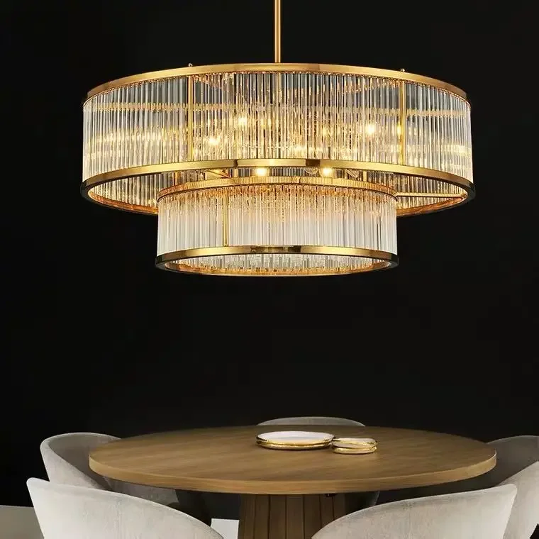 Light luxury crystal living room main lamp creative American hotel private room duplex villa chandelier