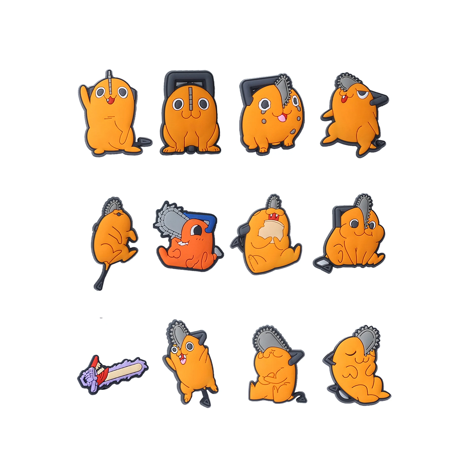❁こまc❁ 12pcs The Chainsaw Man Shoes Charms Cartoon Clog Sandal Garden