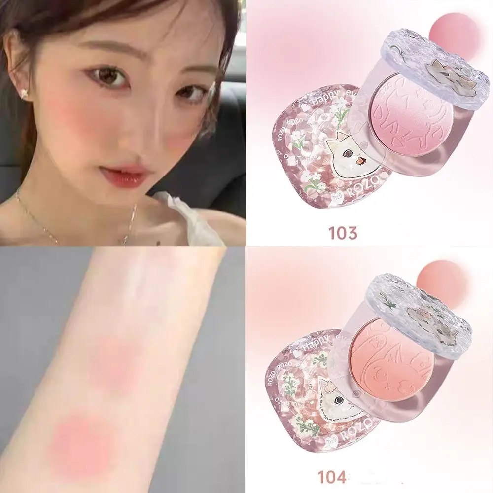Fard di colore sfumato rosa pesca Palette di fard per il viso con flash fine impermeabile Finitura opaca nuda naturale Tinta per guance Rouge