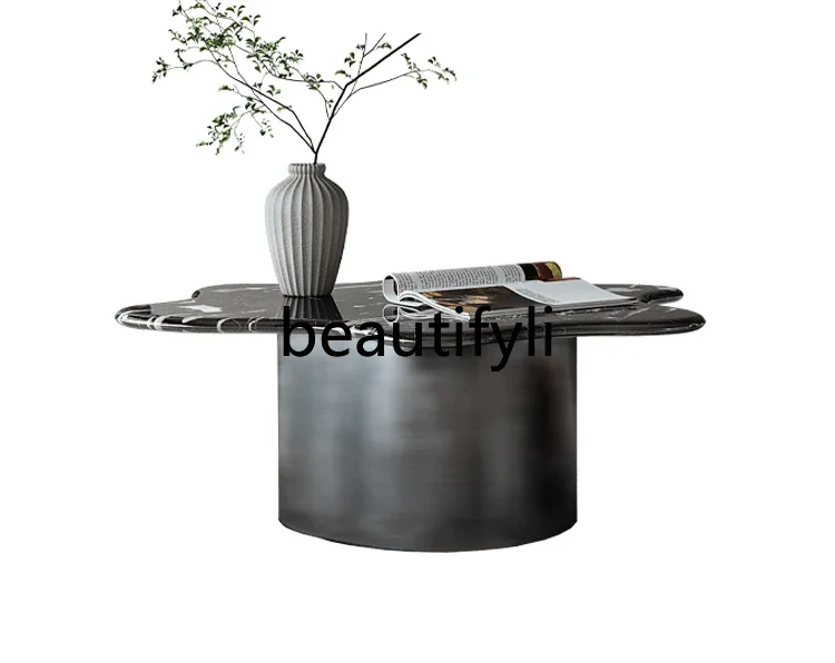 

Minimalist special-shaped petal marble coffee table child and mother combination high-end luxury stone coffee table