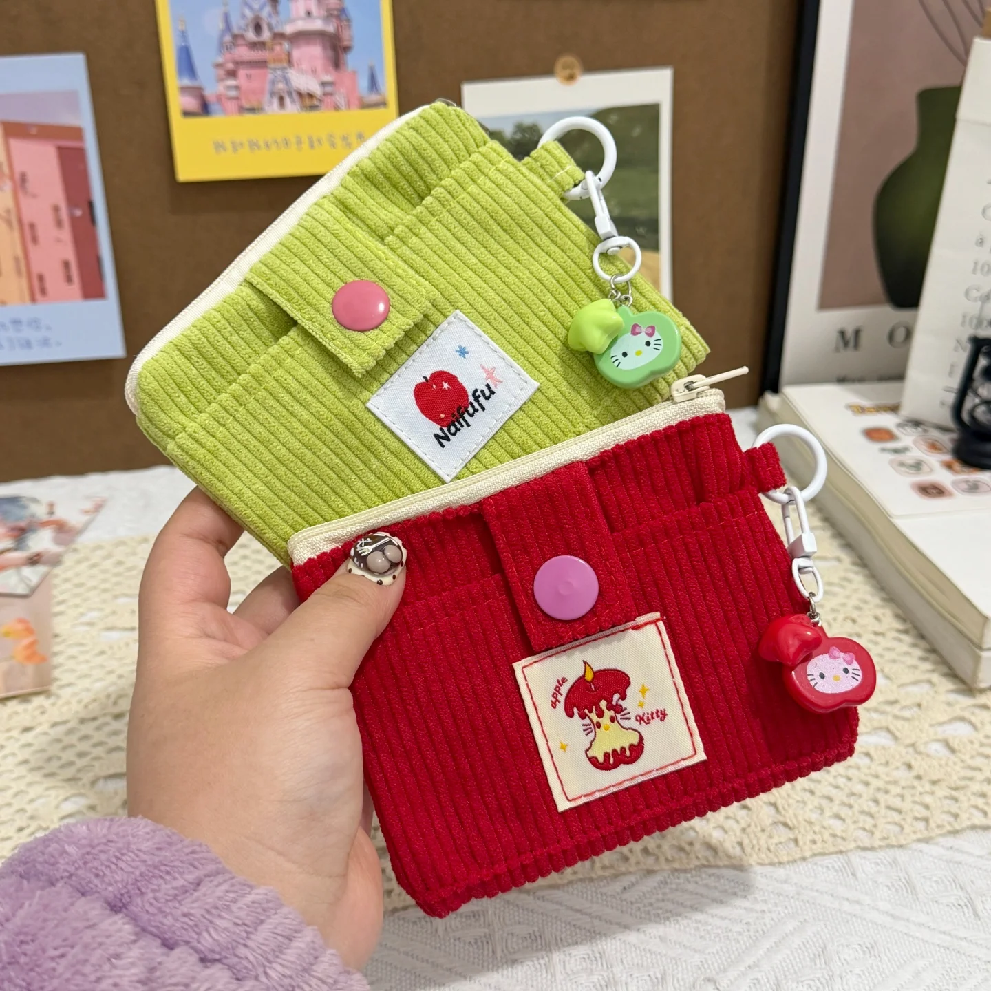 

Женский вельветовый картхолдер: милый, универсальный, многофункциональный, с отделением для наушников, портативный, удобный для повседневного использования