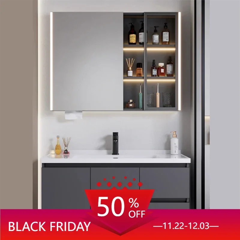 

Storage Cabinet Wall Shelf Pvc Bathroom Washbasin Kit Mirrors Sink Base Kitchen Furniture Luxury Wooden Mdf Floor Salon Gabinete