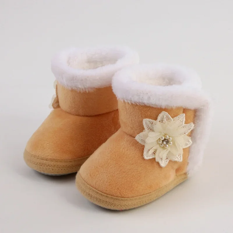 

Baywell Autumn Winter Baby Boots Newborn Girls Boys Warm Plush Snow Boots Sweet Flower Decor Toddler First Walkers Cotton Boots