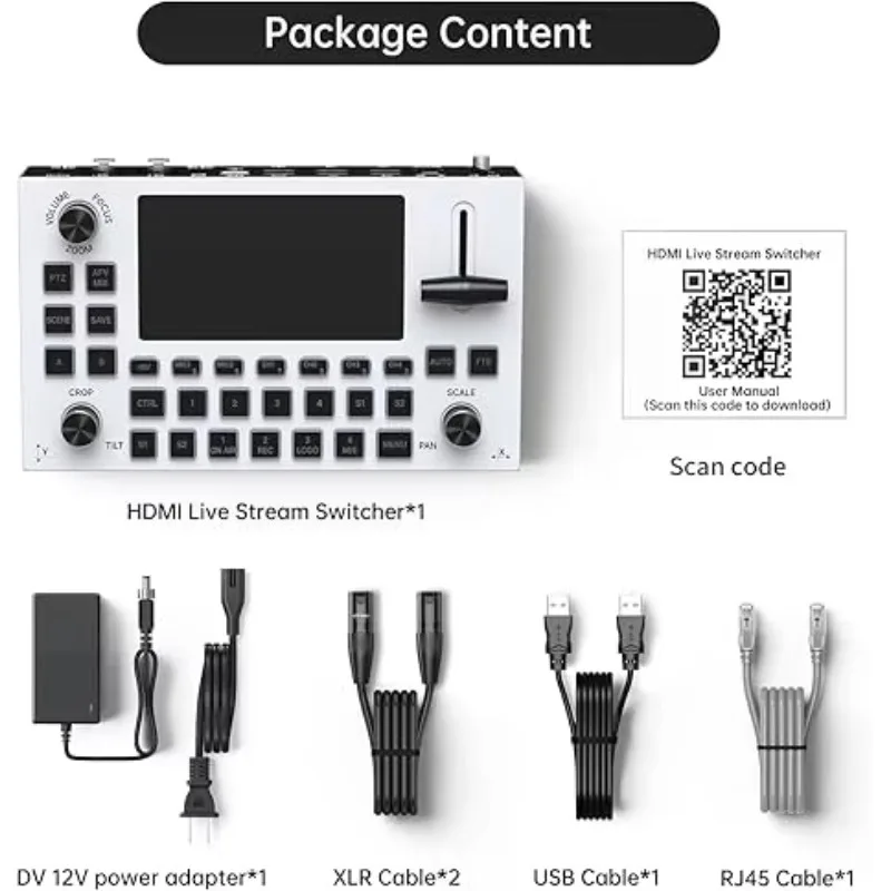 Live Streaming Video Switcher - 4 HDMI Inputs, 5.5-inch LCD Screen, PTZ Control, Chroma Key, USB 3.0 Streaming