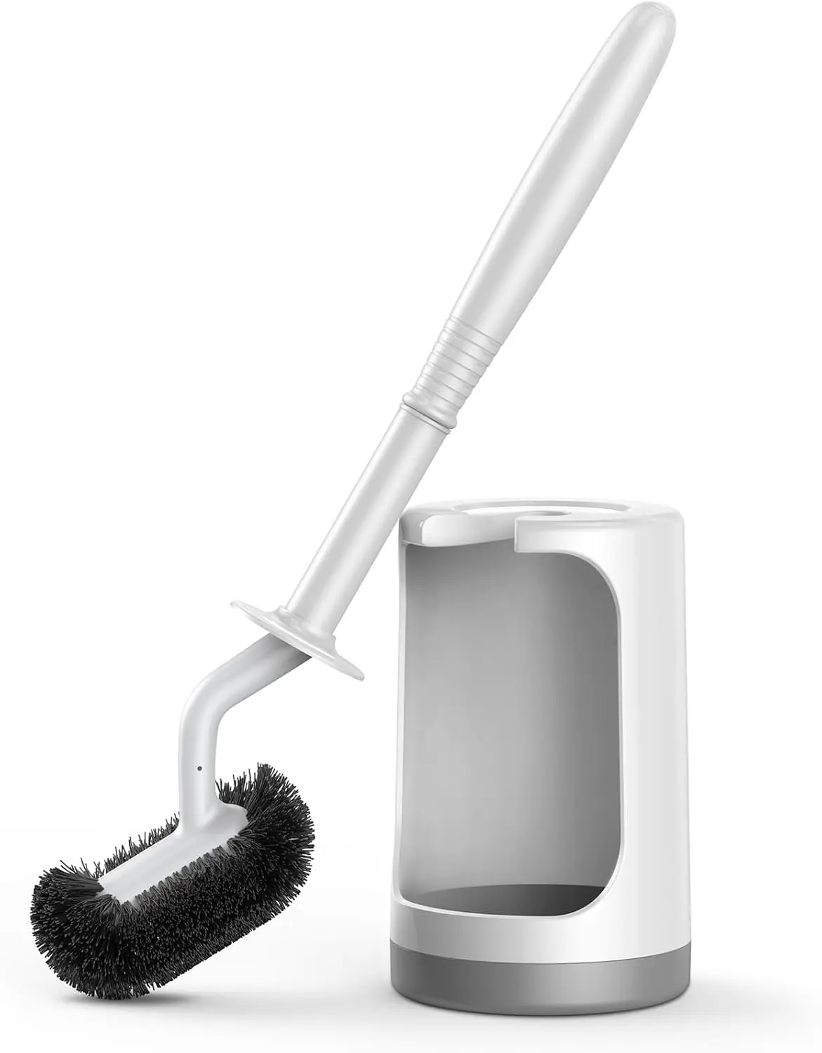 

Curved Toilet Bowl Brush Set with Holder - Compact Design for Small Spaces, Modern Bathroom Accessories, White