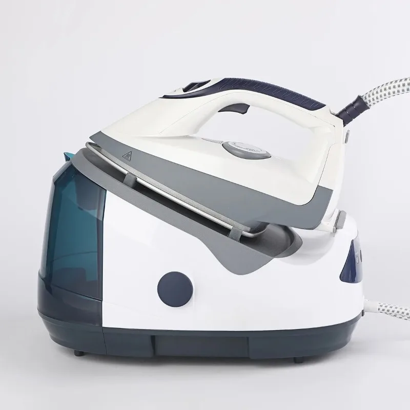 

Large water tank steam iron with mechanical temperature control and continuous steam for tabletop ironing
