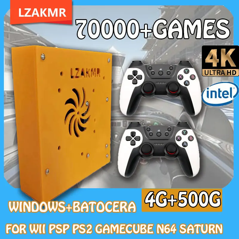 LZAKMR M8 Plug and Play Retro 1037U Game Console 500G HDD 70000+Games For Wii PS2 N64 PSP GameCube N64 Wireless handle