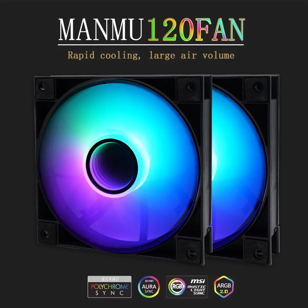 MANMU 120mm Computer Cooling Fan Rgb Cooling Fan For Pc Rgb Fans For Pc Rainbow Gaming