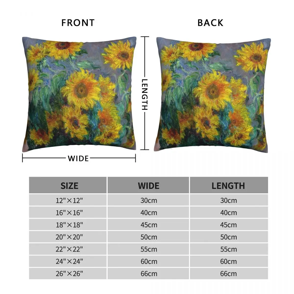 Claude Monet Bouquet Of Sunflowers Pillowcase Polyester Linen Velvet Printed Zip Decorative Pillow Case Home Cushion Cover