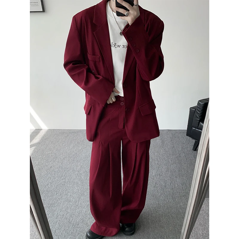 Casual Suit Set Men Terno Masculino De Luxo Loose Fitting 2 Piece Suit Shoulder Pads Trend Streetwear 2025 NEW Jacker Pants