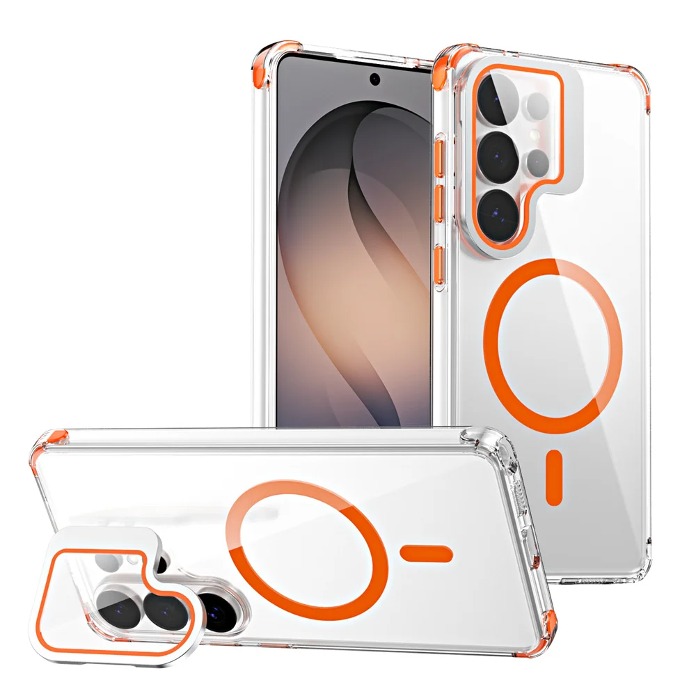 for Magsafe Magnetic Stand Holder Case For Samsung S26 Ultra S25 FE S24 Plus S22 S24 A56 A57 A17 Glass Camera Protection Cover