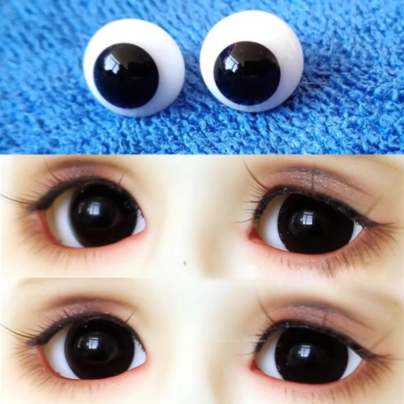 Weiche Tonpuppe kann schwarzen Glas Augapfel 6/8/10/14 mm simulierte Augen DIY Animation Cartoon Charakter Herstellung Zubehör drehen – Detail 3