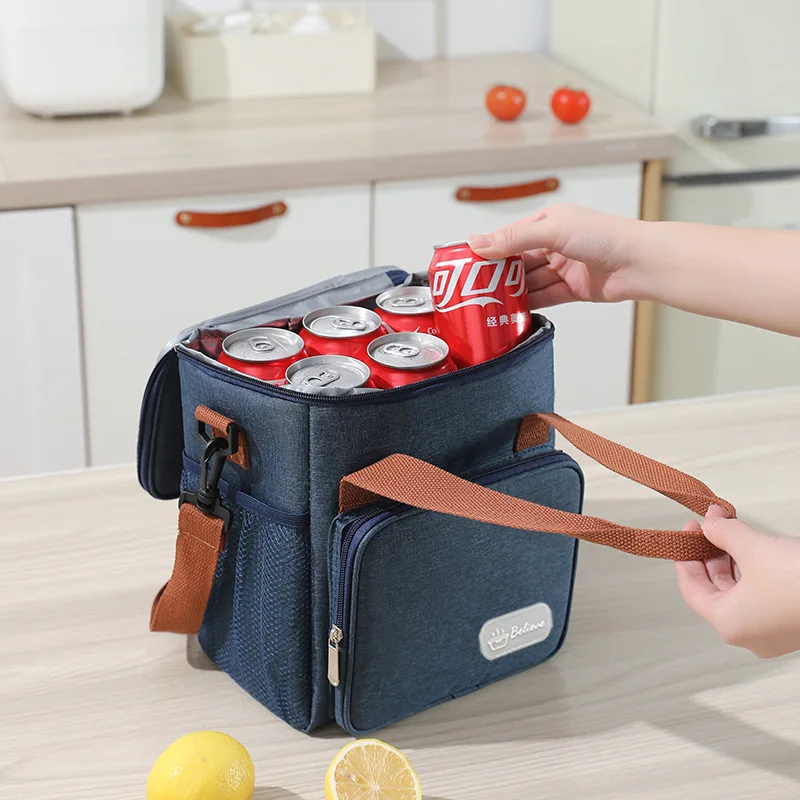 Thickened Lunch Bag with Large Capacity Single Shoulder Crossbody Long Handle Good Quality Lunch Box Bag for Easy Meal Storage