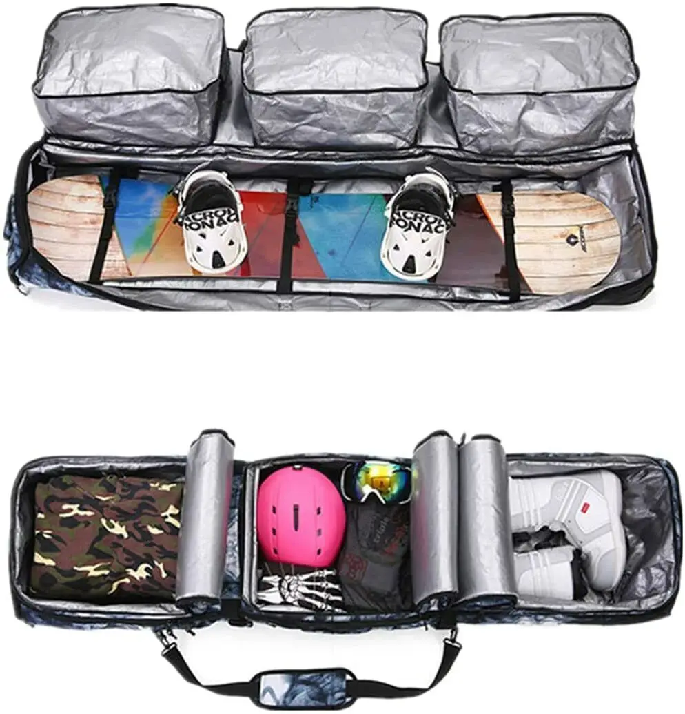 Camo Snowboard Bag Fully Padded Wheel Travel Bag Doule Snowboard Snowboard Boots Ski Double Gear bag tugboat large capacity