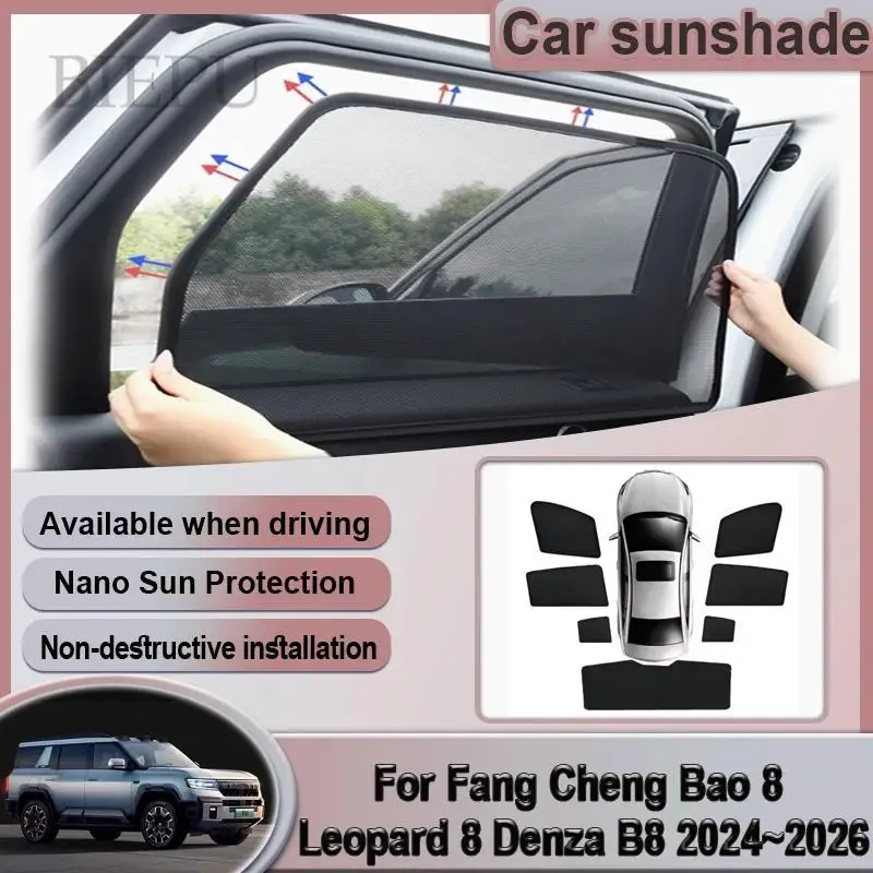

Car Mesh Sunshade For Fangchengbao Bao 8 Leopard 8 Denza B8 2024 2025 2026 Window Shades Sun Visor Curtains Auto Accessories