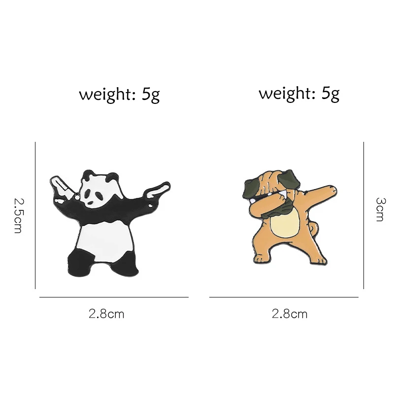 Cartoon Cute Cool Pose Dog Metal Enamel Brooch Fashion Creative Panda Badge Trendy Funny Lapel Backpack Jewelry Accessories Gift