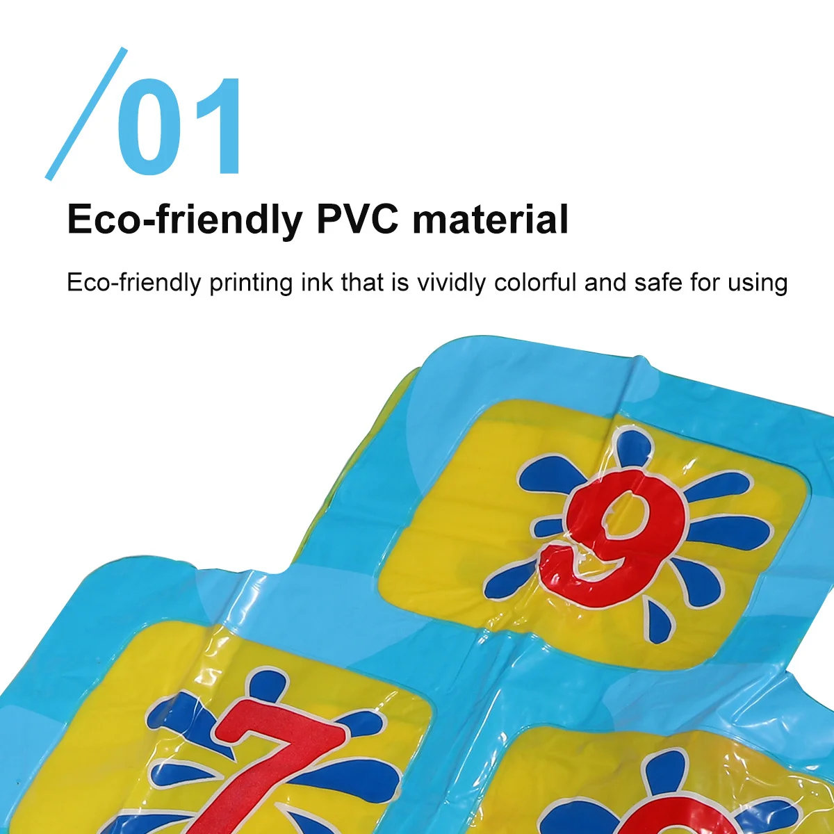 Tapis de jeu gonflable pour enfants, 1 pièce, avec pulvérisation d'eau, bleu, épais, pour piscine, plage, jeu éducatif, tapis de jeu numérique pour bébé