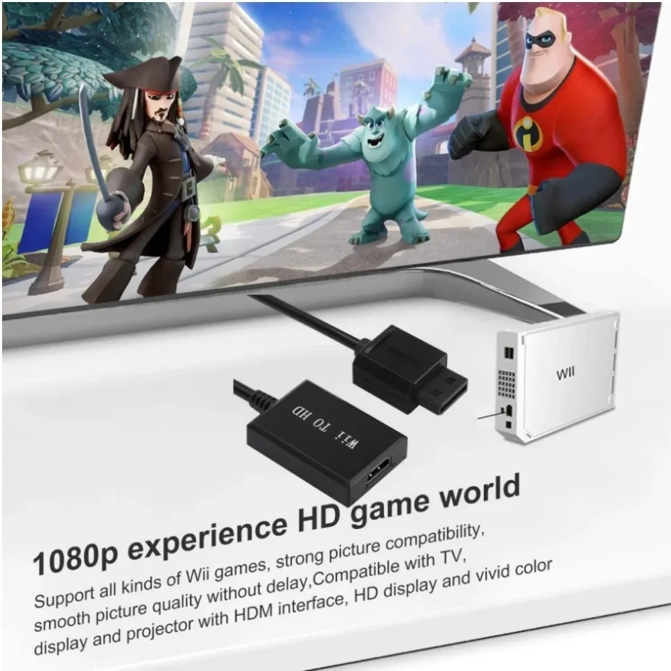 Wii zu HDMI Konverter Kabel HD 1080p Wii zu HDMI Adapter Konverter für PC HDTV Monitor Display Wii zu HDMI-kompatiblen Adapter