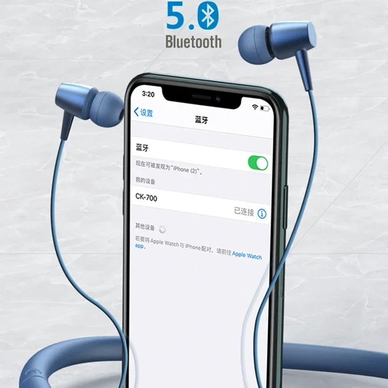 New Wireless Earphone Bluetooth Magnetic Neckband Headphone Waterproof Sport Headset Long Battery Life Noise Cancelling Headsets