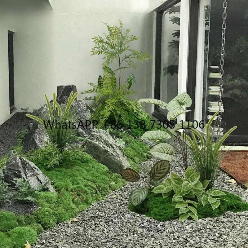 

Simulated green plant landscaping landscape under the stairs corridor corner window partition floor fake plant decoration