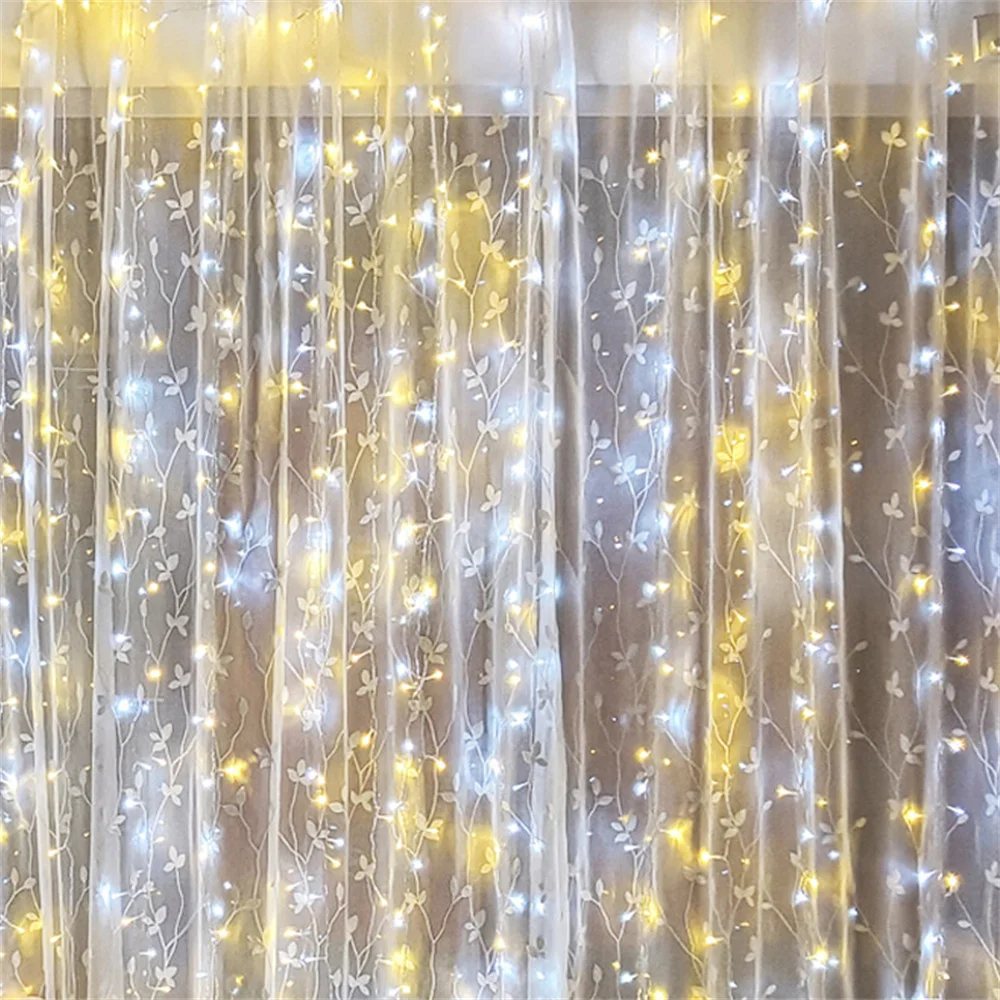

Christmas Decoration Fairy USB Curtain String Lights with Remote Xmas Decor for Home Bedroom Wedding Party 2026 New Year Gifts