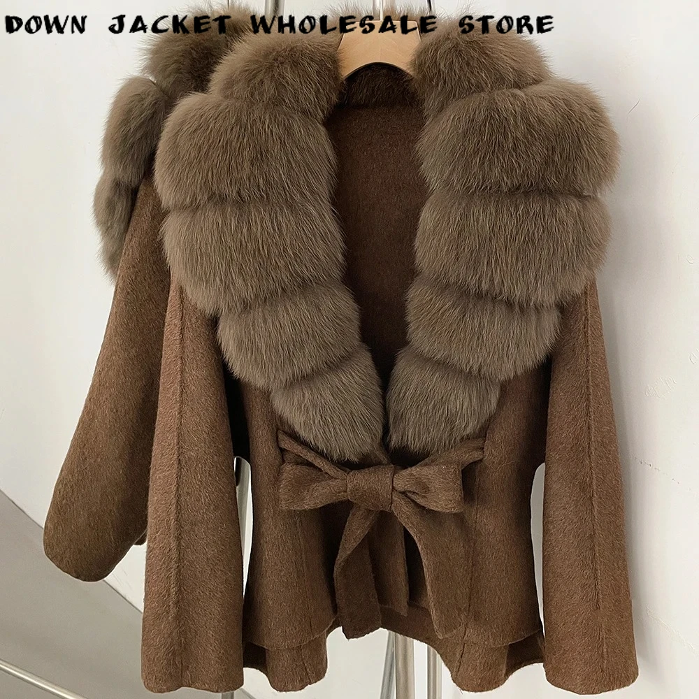 Women Double Face Woolen Overcoat Longline Loose Fit Warm Fabric Commuting Outerwear Cold Season Elegant Ladies Wool Blend Coat