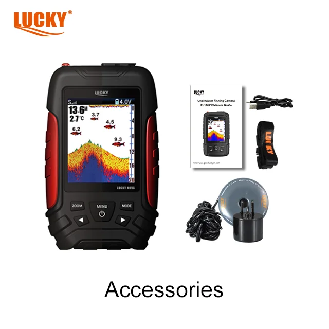 Lucky Fish Finder Kayak pesca FL168LiC-T 2,8 pulgadas 3,7 V batería de iones de litio pantalla de matriz de puntos de colores con Sensor transductor
