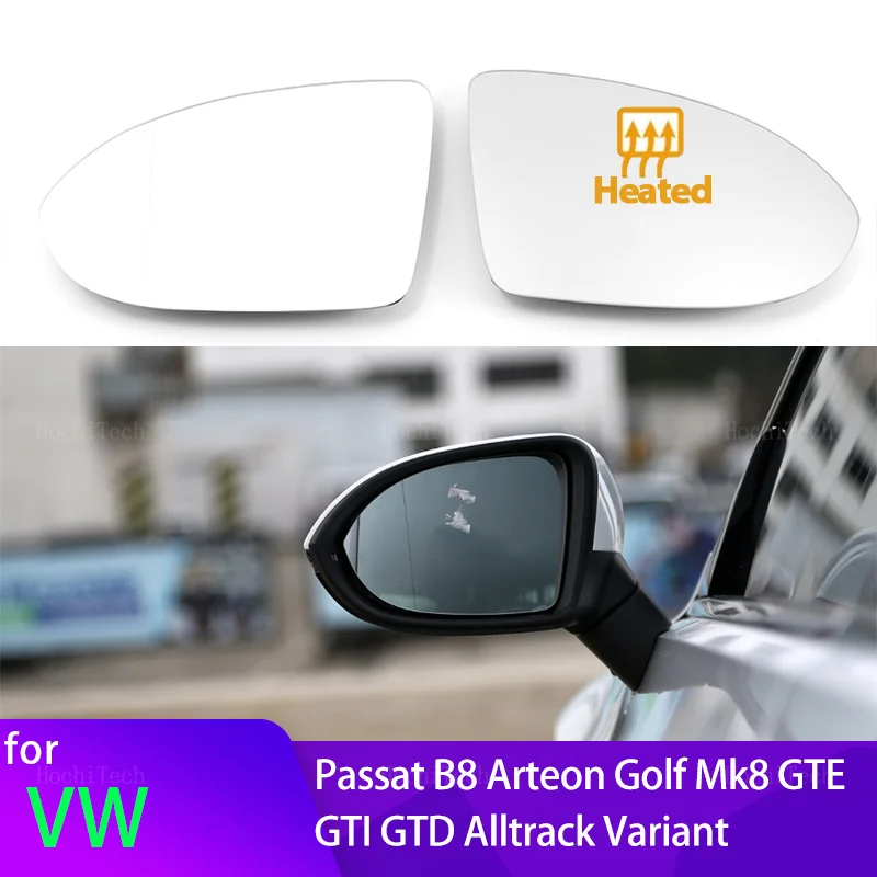 Side Rearview Mirror Heating Glass Heated Mirror Lens Fit For Volkswagen VW Passat B8 Arteon GTE Alltrack Variant 2015-23