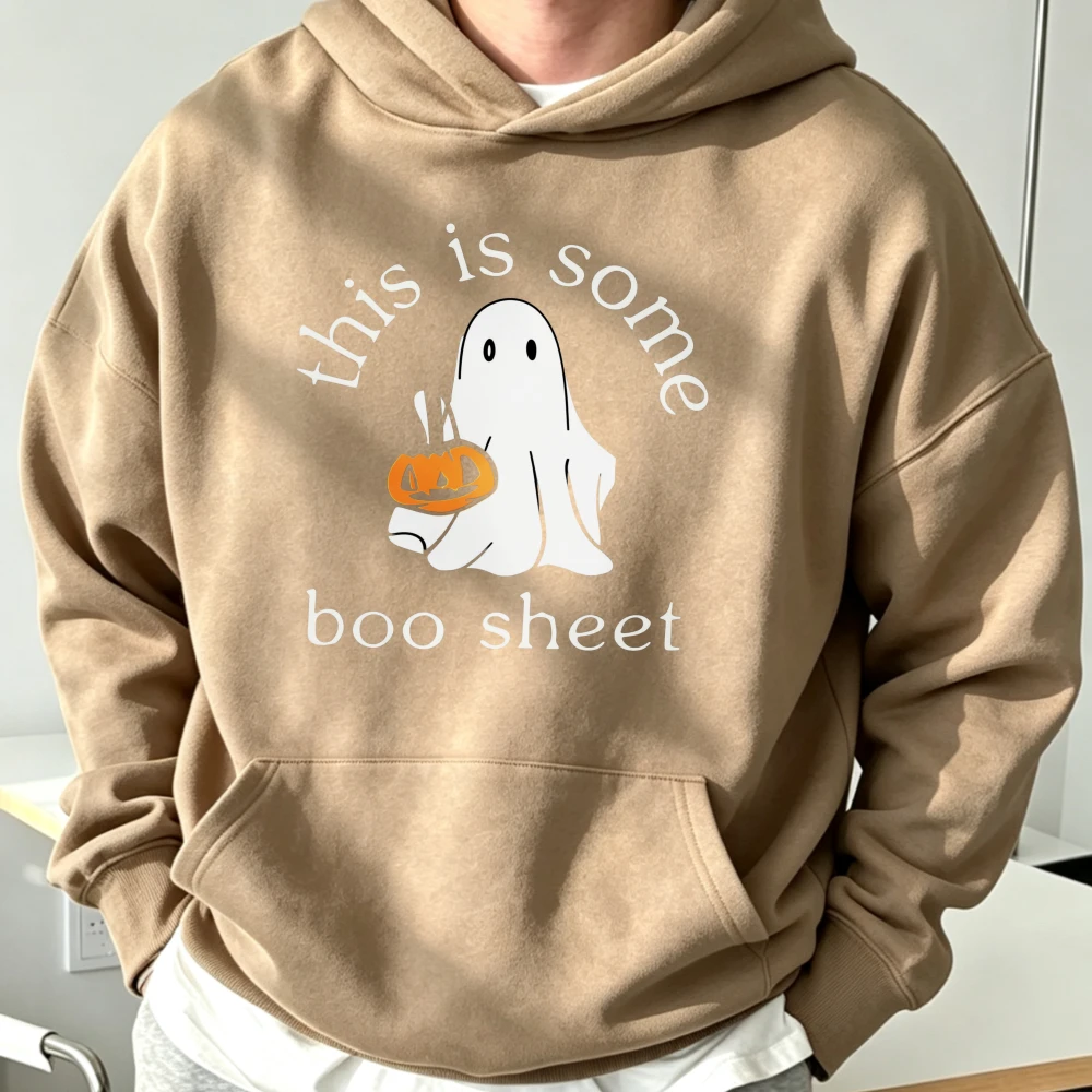 This Is Some Boo Sheet Ghost Pumpkin Sweatshirt Funny Halloween Graphic Pullover Spooky Season Cute Ghost Fall Crewneck Tops Men
