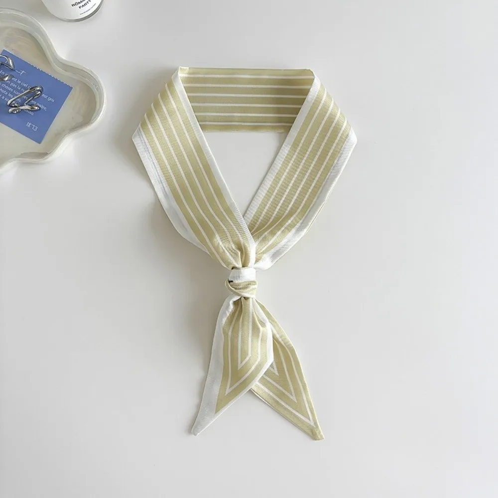 Modischer Frühlings-Seidenschal für Damen, Mehrzweck-Taschenriemen, Gestreifter Kleiner Halstuch, Haarband für Damen – Detail 3