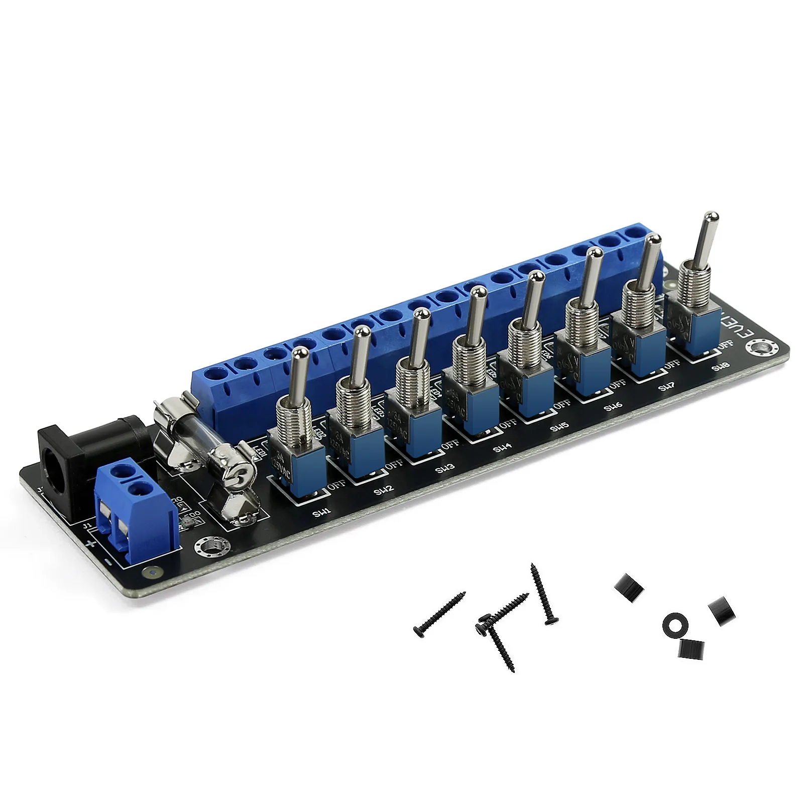 Evemodel 3V-24V DC Power Distribution Module Connector 8 Channels with Individual Toggle Switch PCB019