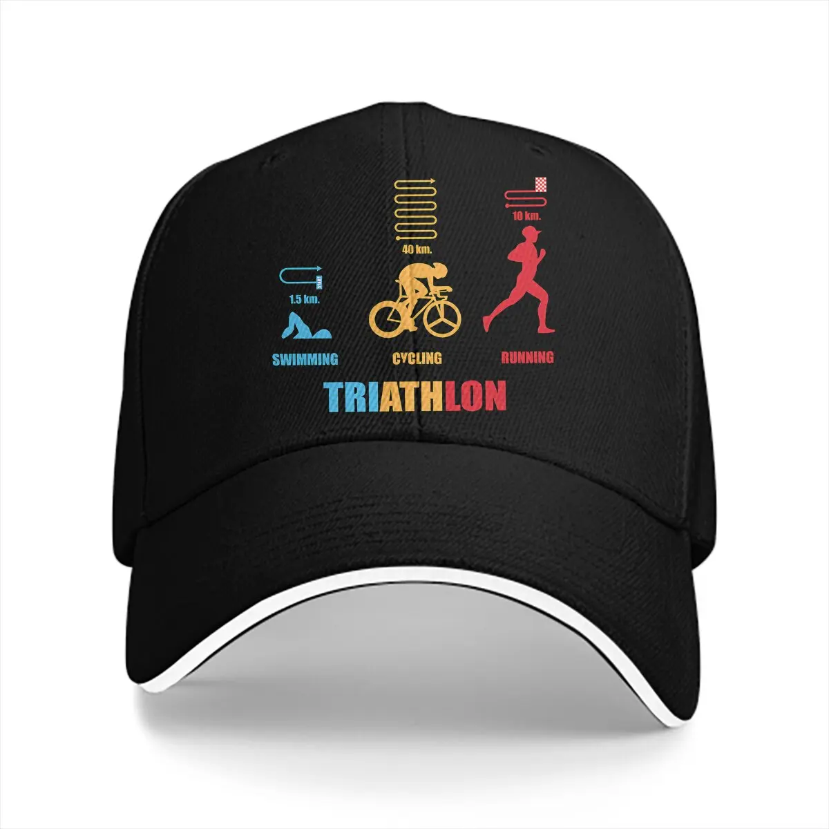 Triathlon Multicolor Hat Peaked Men\'s Cap Triathlon Colorful Personalized Visor Protection Hats