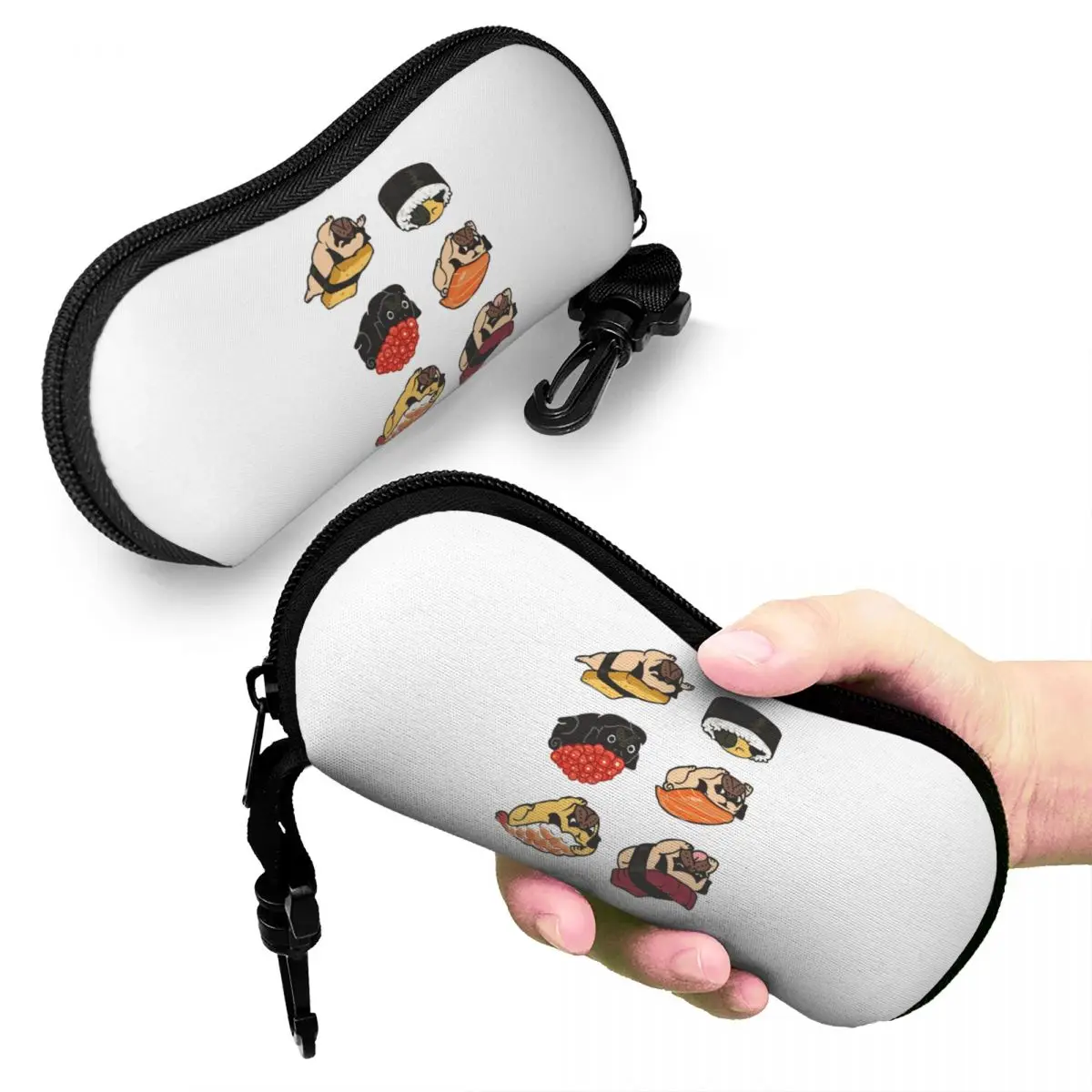 

Sushi Pug Shell Glasses Case Portable Sunglasses Box Women Men Soft Eyeglass Bag Pouch