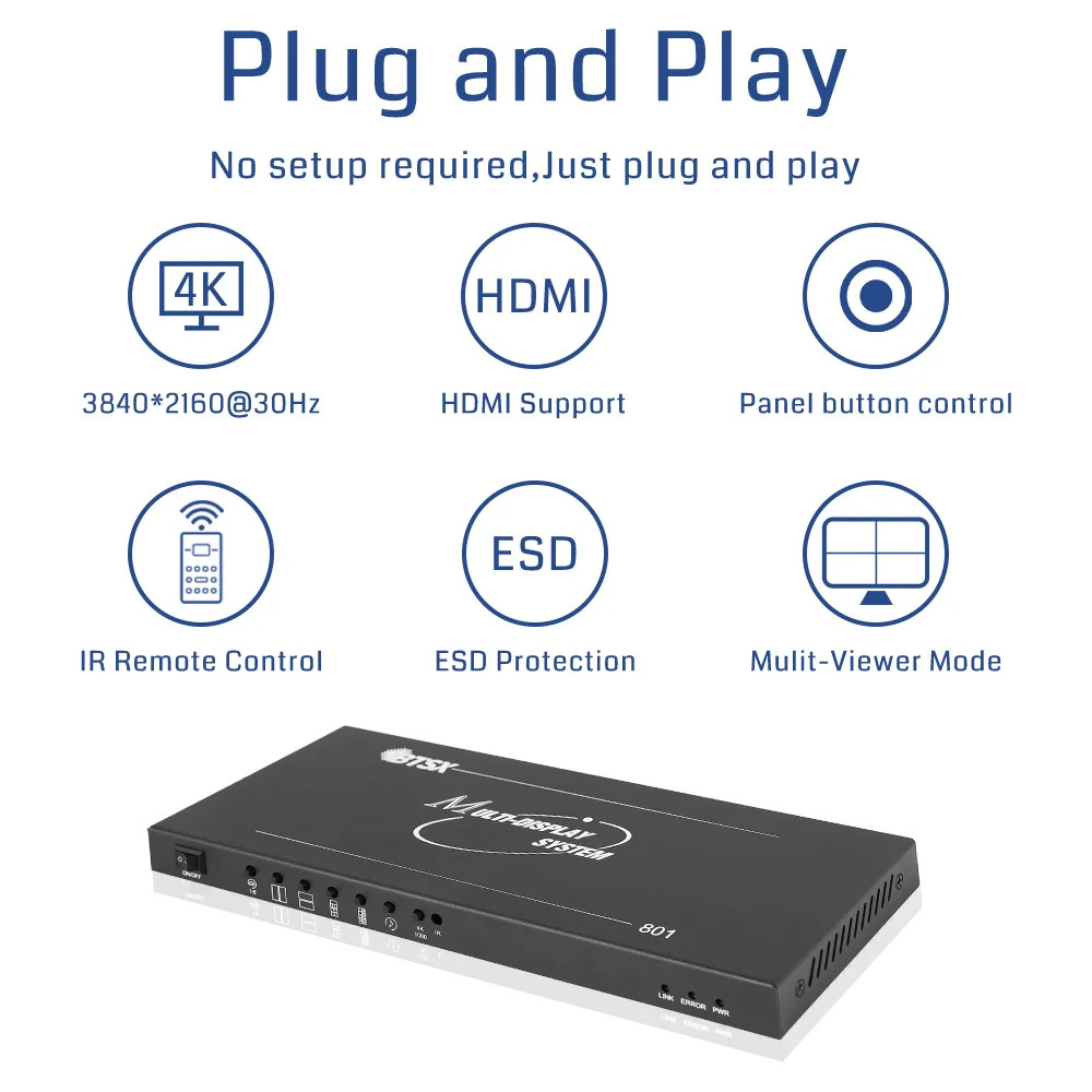 Bitvisus IR Remote Control 3840x2160@30Hz 8 Input1 Output 8x1 HDIMI Multi Viewer