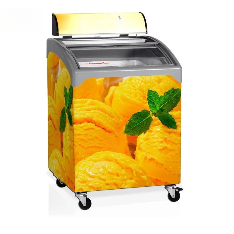 

Custom Small Commercial Supermarket Ice Cream Gelato Display Fast Blast Deep Chest Fridge Freezer Container Glass Door showcase