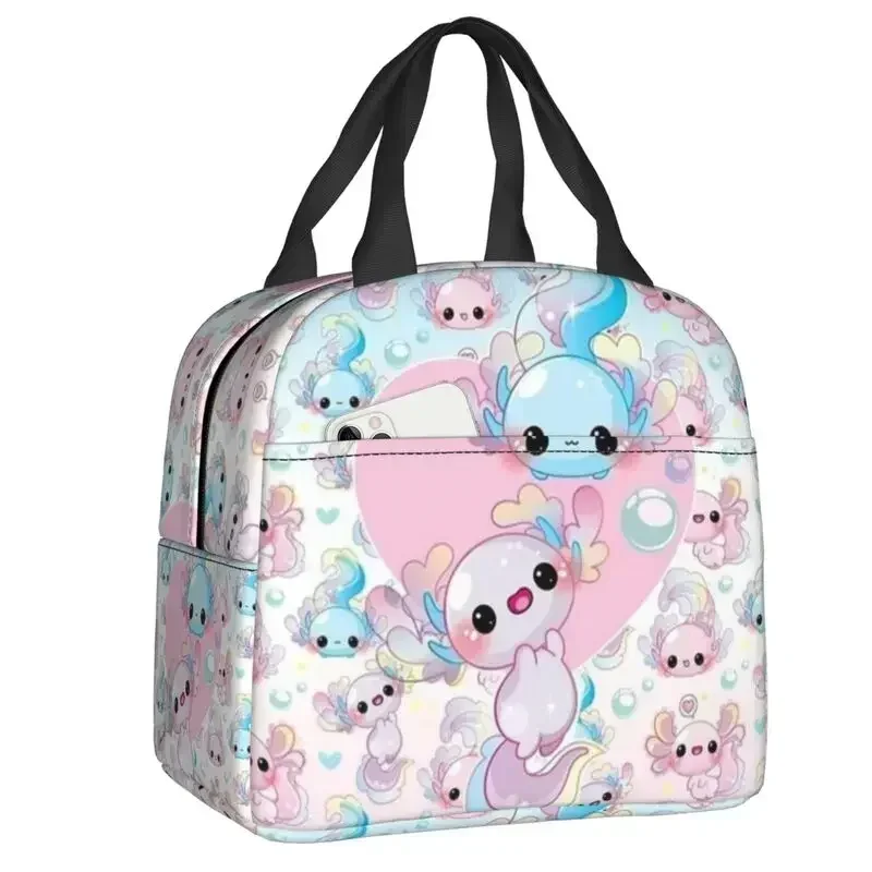 

Colorful Relaxolotl Axolotl Thermal Insulated Lunch Bag Women Animal Portable Lunch Tote for Outdoor Camping Travel Food Box