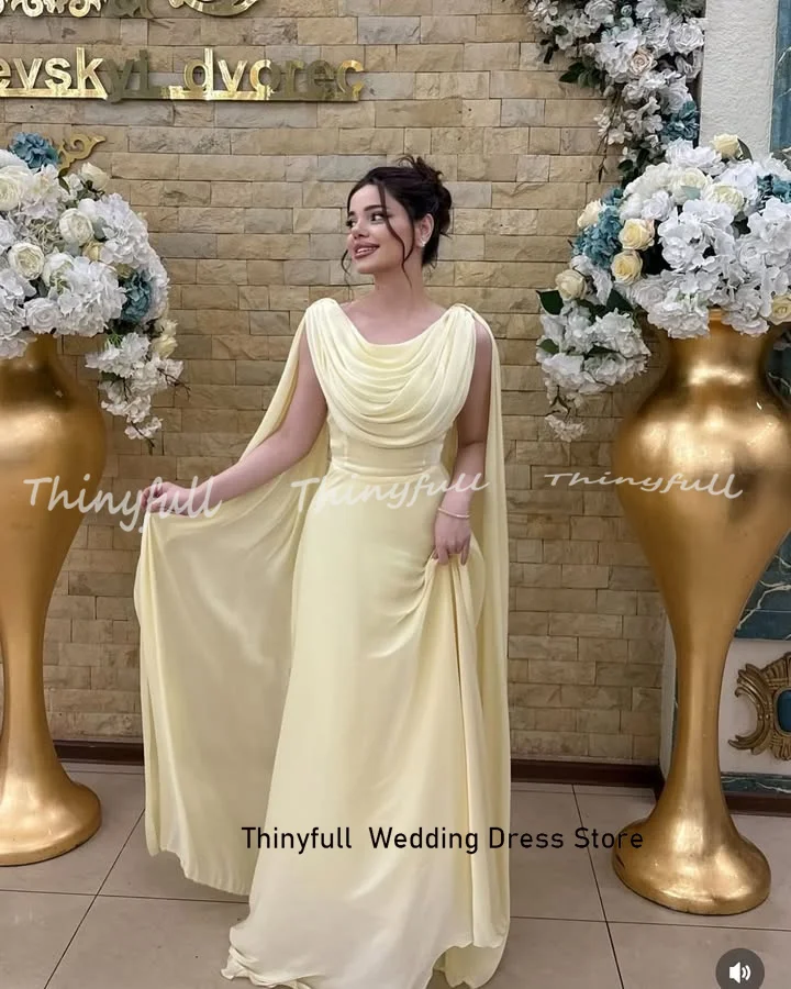 Thinyfull A-Linie Chiffon Abendkleider Ärmellos Arabisch Langes Abendkleid Chiffon Formelles Eventkleid Robe De Soirée Maßgeschneidert