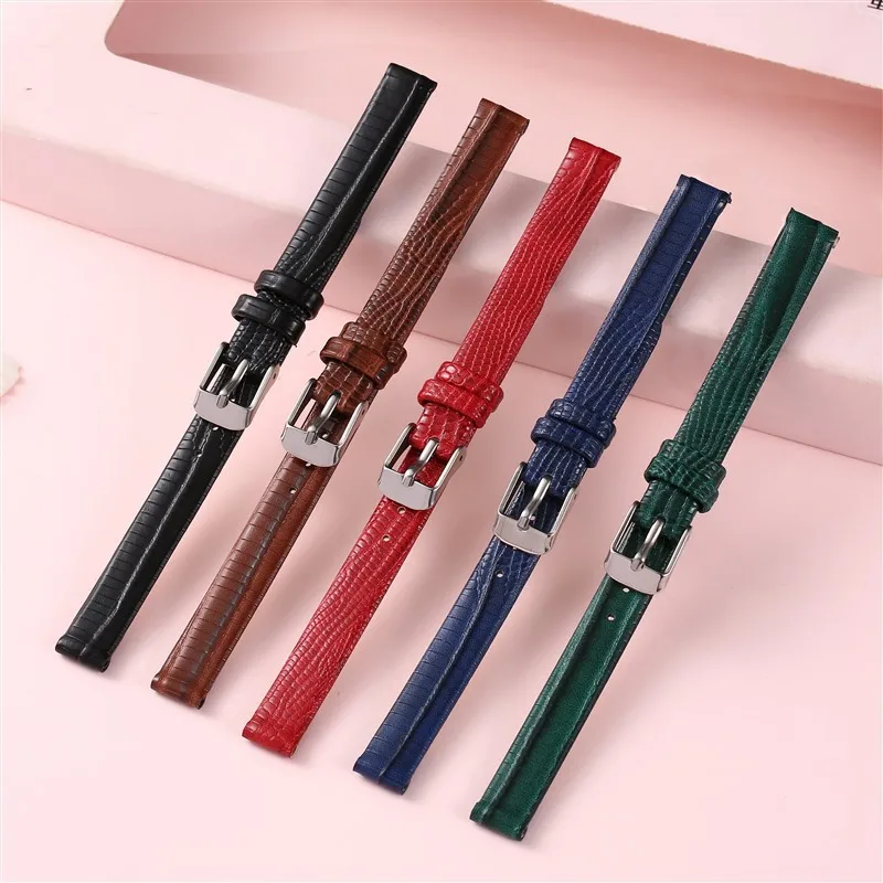 8mm 10mm 12mm 14mm 16mm Watch Strap for Quartz Watch Band Women Bracelet Ultra-thin Soft Wristabnd Aligator Pattern Watchbands