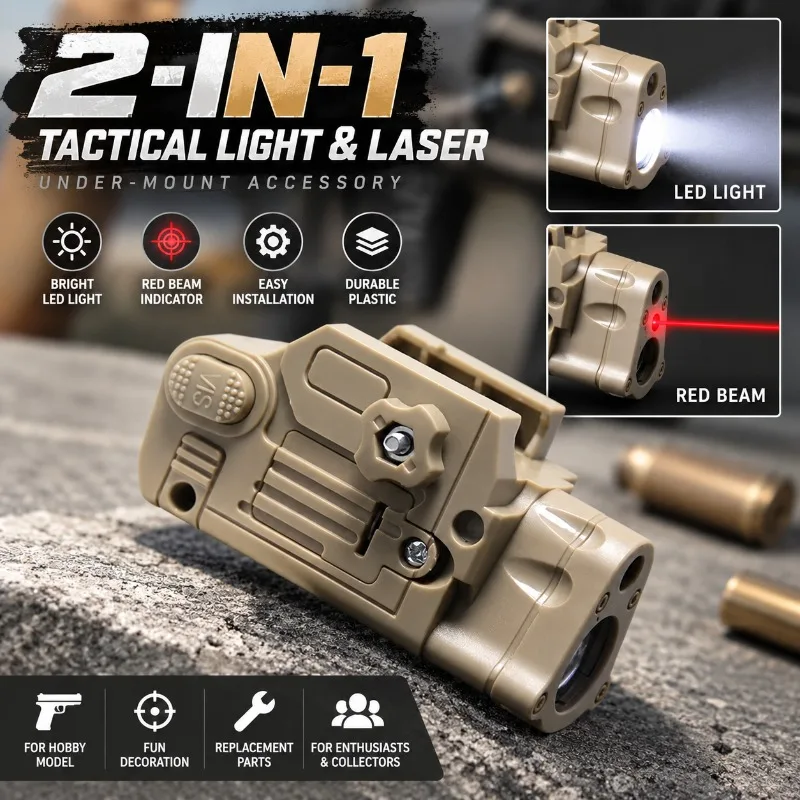 Rail‑Mount Decorative Light Module for Hobby Model, Under‑slung Torch with Red Beam Effect, Easy Snap‑on Installation