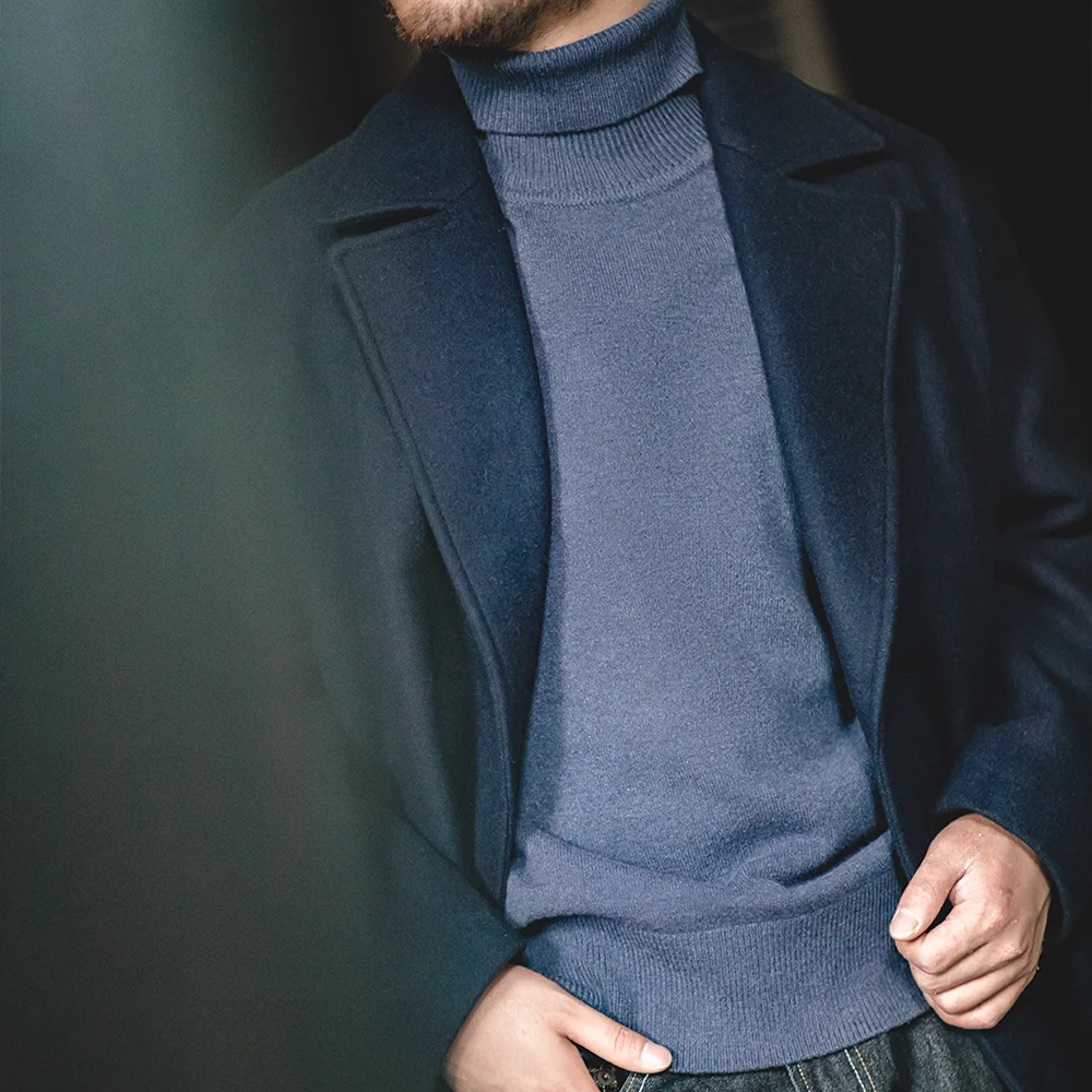 Maden Thermal Sweater Men’s Turtleneck Basic Knitted Shirts Autumn Winter Solid Thick Pullovers Turn-down Collar Soft Underwear