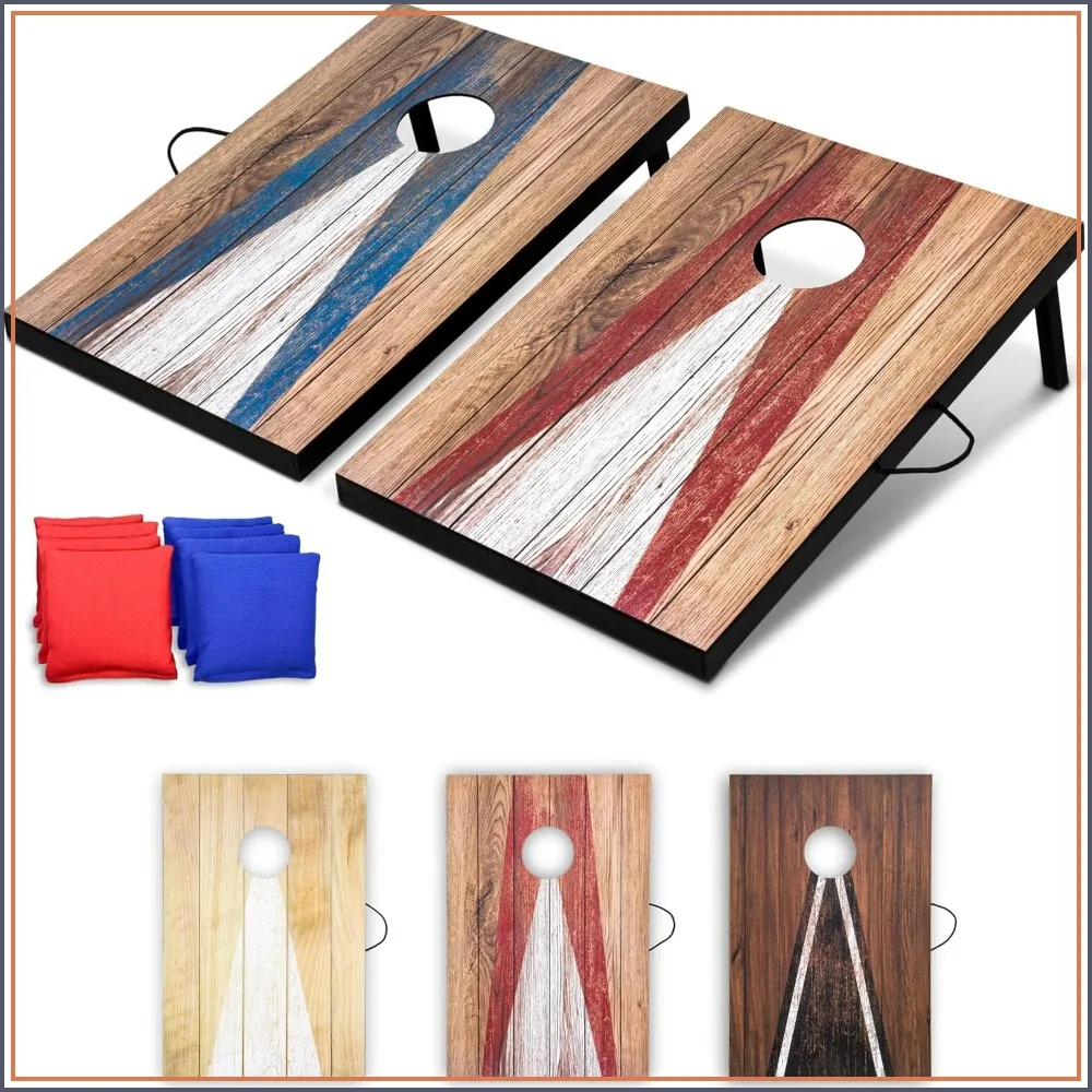 

3x2 ft Cornhole Set with 8 Bean Bags - Portable Outdoor Toss Game for Family Fun